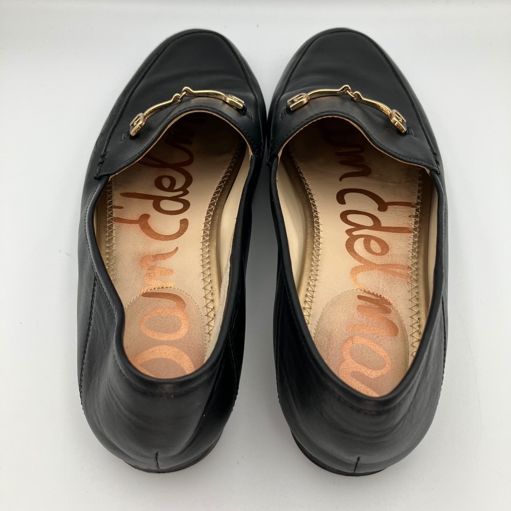 Sam Edelman Loraine Bit Loafer Black Leather Gold Hardware Women Size 10 - Picture 6 of 12
